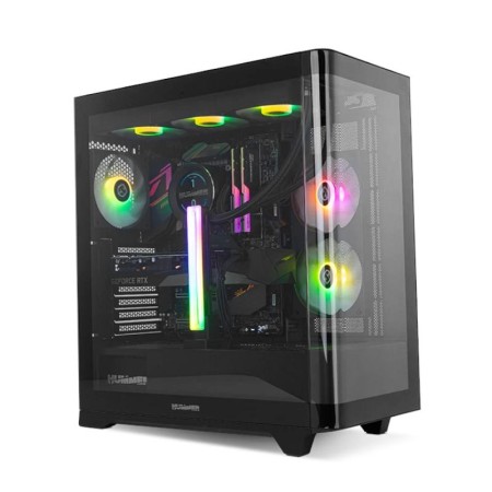 Caja ordenador gaming nox hummer ether atx argb cristal templado negro
