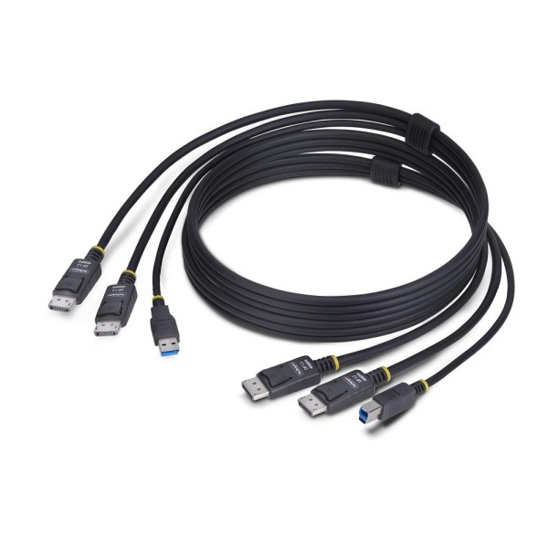 Cable 2x displayport - usb tipo a a 2x displayport - usb tipo b startech 1.8m -  macho - macho -  negro