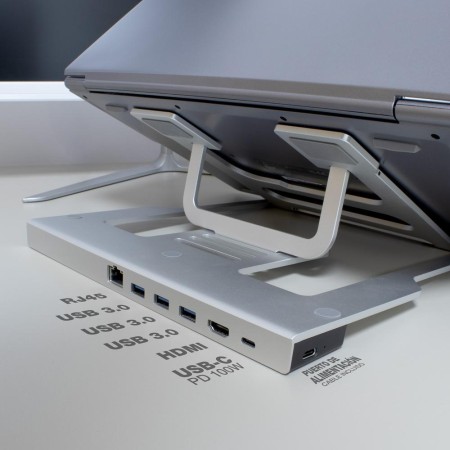 Atrildock coolbox aluminio usb - c a hdmi 4k - 3xusb - a - pd 100w - sd - microsd - rj45 pc - mac docking atril