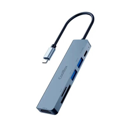 Minidock coolbox c61 aluminio usb - c a hdmi 4k - 2xusb - a - usb - c pd - sd - microsd pc - mac - consolas