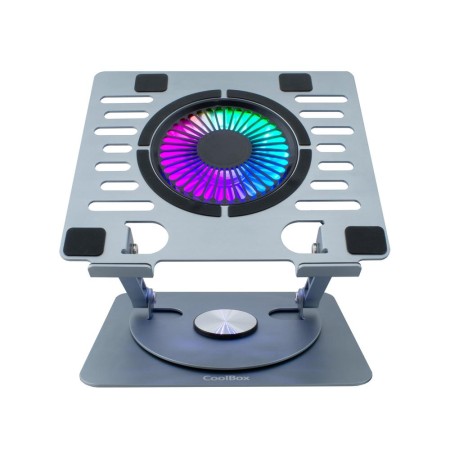 Soporte - base refrigeracion para portatil coolbox coolair 1vrgb ajustable haste 17 pulgadas gris plata