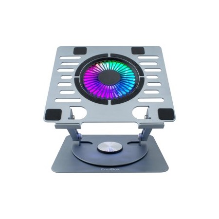 Soporte - base refrigeracion para portatil coolbox coolair 1vrgb ajustable haste 17 pulgadas gris plata