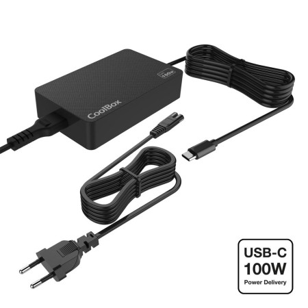 Adaptador cargador de portatil usb - c coolbox 100w gan