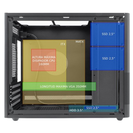 Caja ordenador coolbox mp2 frontal rejilla matx negro usb 3.2