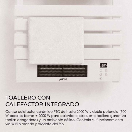 Yoevu - radiador toallero eléctrico con calefactor 500 - 1500w blanco