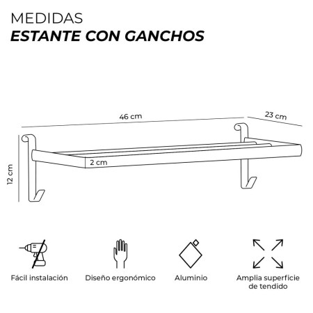 Yoevu repisa blanca con ganchos compatible con toalleros electricos yoevu
