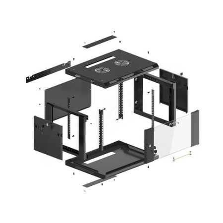Armario rack phoenix 6u 600x450x368 auto - ensamblado 19″ hasta 60 kg negro
