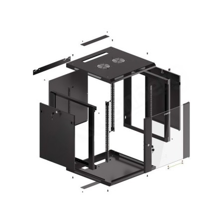 Armario rack phoenix 9u 600x600x501 auto - ensamblado 19″ hasta 60 kg negro