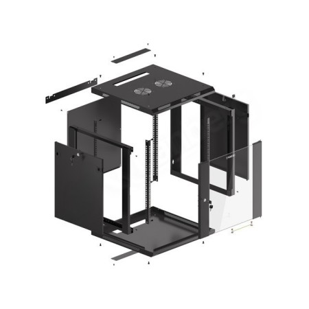 Armario rack phoenix 12u 600x600x640 auto - ensamblado 19″ hasta 60 kg negro