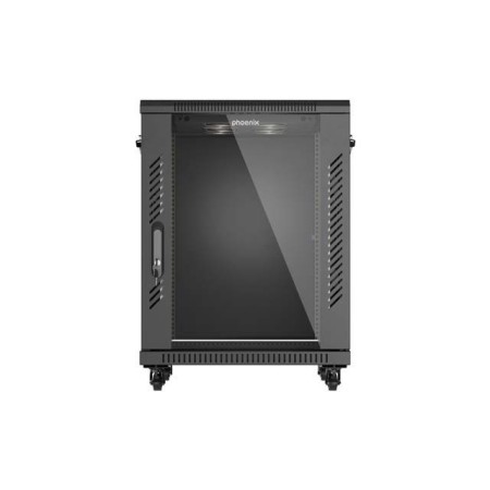 Armario rack phoenix 15u 600x600 de pie servidor 19″ hasta 1000 kg negro