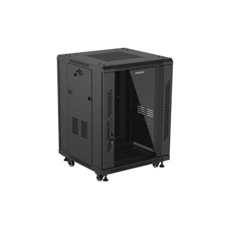 Armario rack phoenix 15u 600x600 de pie servidor 19″ hasta 1000 kg negro