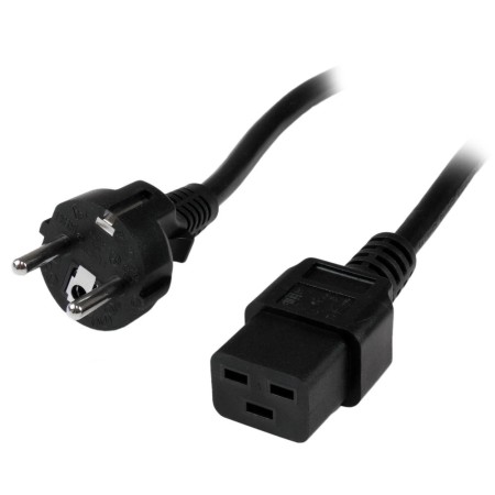Cable schuko a c19 startech 2m -  macho - hembra -  negro