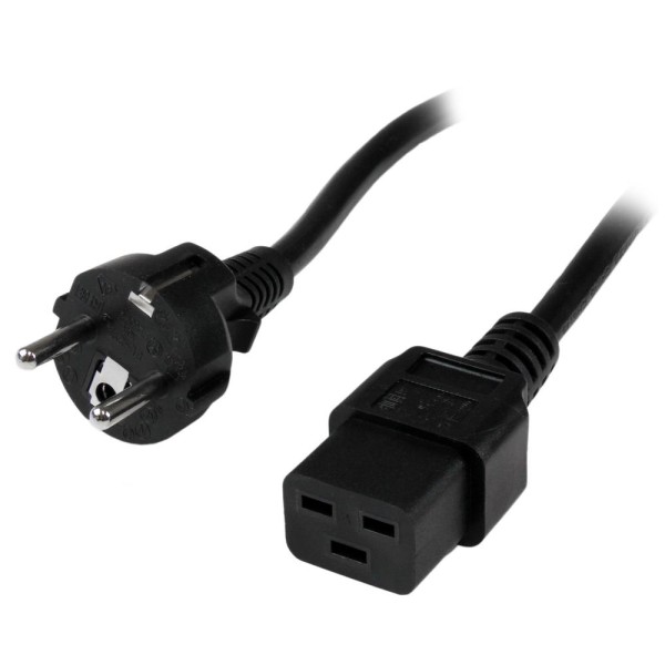 Cable schuko a c19 startech 2m -  macho - hembra -  negro