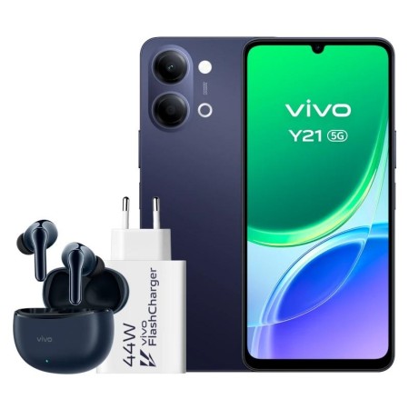 Smartphone Vivo Y21 4GB/ 256GB/ 6.74″/ 5G/ Negro/ Incluye Cargador + Auriculares