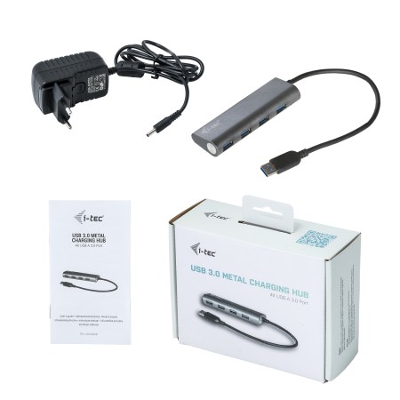 Hub i - tec usb 3.0 con 4 puertos usb 3.0 metalico con adaptador de alimentacion