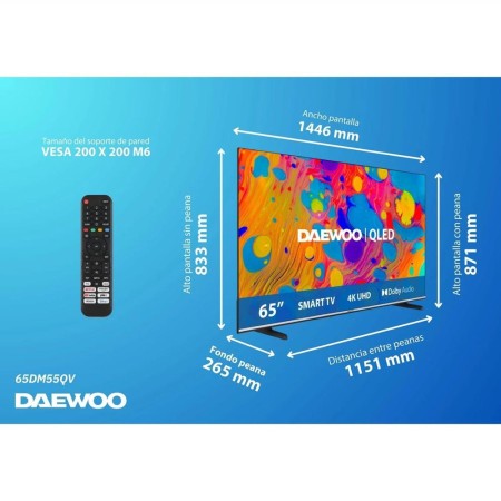 Tv daewoo 65 pulgadas qled 4k uhd - 65dm55qv - smart tv