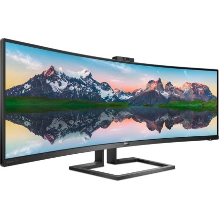 Monitor Profesional Ultrapanorámico Curvo Philips 499P9H 48.8″/ Dual QHD/ Webcam/ Multimedia/ Regulable en altura/ Negro