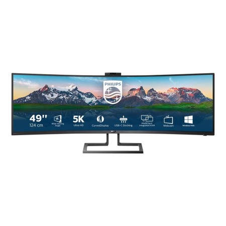 Monitor Profesional Ultrapanorámico Curvo Philips 499P9H 48.8″/ Dual QHD/ Webcam/ Multimedia/ Regulable en altura/ Negro
