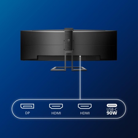Monitor Profesional Ultrapanorámico Curvo Philips 499P9H 48.8″/ Dual QHD/ Webcam/ Multimedia/ Regulable en altura/ Negro