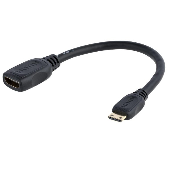 Cable mini hdmi a hdmi startech 0.125m -  macho - hembra -  negro