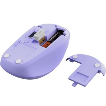 Ratón Mini Inalámbrico Trust Yvi+ Multidispositivo/ Hasta 1600 DPI/ Púrpura
