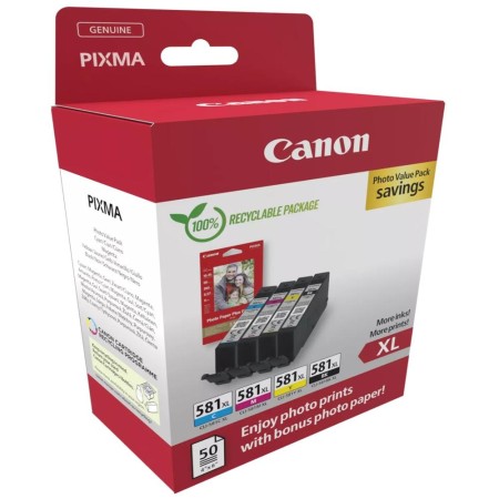 Multipack canon cli - 581xl bk - c - m - y + papel fotografico