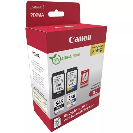 Multipack tinta canon pg - 545xl - cl - 546xl + papel 50 hojas