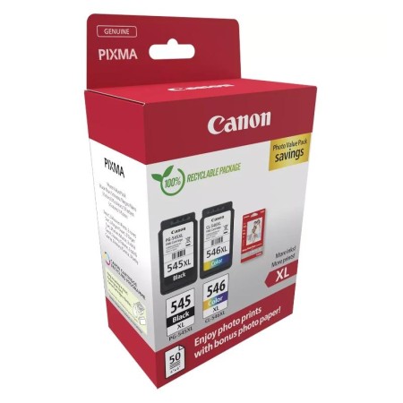 Multipack tinta canon pg - 545xl - cl - 546xl + papel 50 hojas