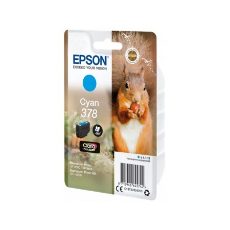 Cartucho tinta epson c13t37824010 singlepack cian 378 claria photo hd ink xp - 8500 ardilla