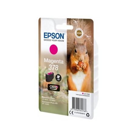 Cartucho tinta epson c13t37834010 singlepack magenta 378 claria photo hd ink xp - 8500 ardilla