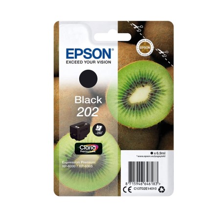 Cartucho tinta epson c13t02e14010 singlepack negro 202 claria premiun ink xp - 6000 - xp - 6005 - kiwi