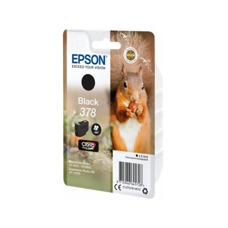 Cartucho tinta epson c13t37814010 singlepack negro 378 claria photo hd ink xp - 8500 ardilla