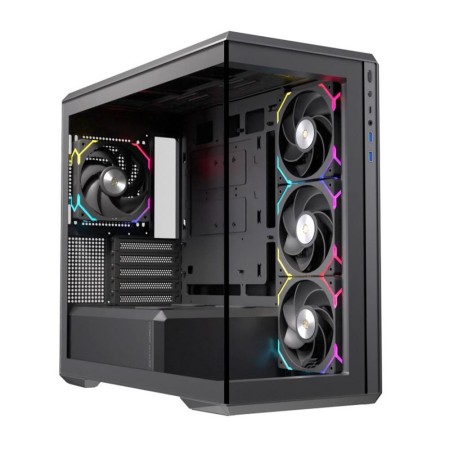 Caja ordenador gaming einarex zm800 matx rgb cristal templado negra