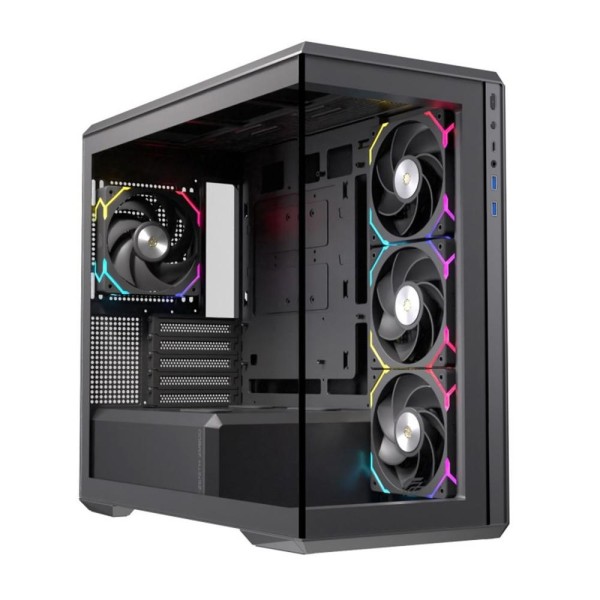 Caja ordenador gaming einarex zm800 matx rgb cristal templado negra