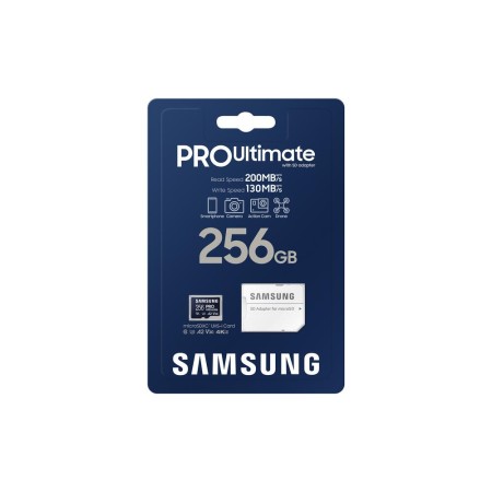 Tarjeta memoria micro sd samsung microsdxc pro ultimate 256gb clase 10 + adaptador sd