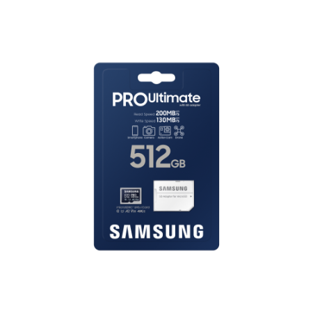 Tarjeta memoria micro sd samsung 512gb sdxc pro ultimate u3 v30 a2 + adaptador sd