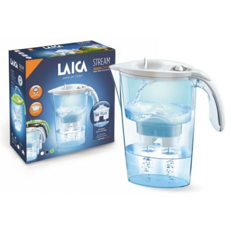 Pack Jarra Filtrante Laica Stream Line/ 2.3L/ Blanca/ Jarra + 3 Filtros BI-FLUX