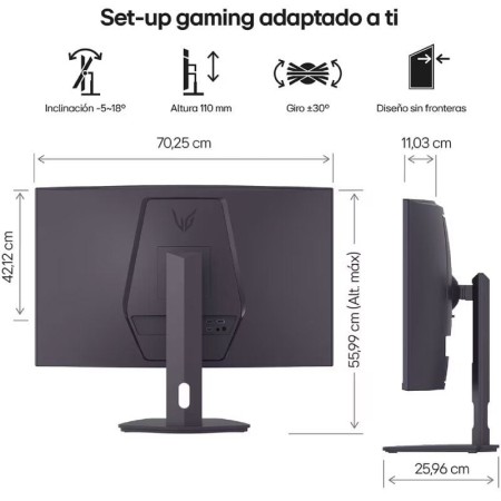 Monitor Gaming Curvo LG UltraGear 32G600A-B 31.5″/ QHD/ 1ms/ 180Hz/ VA/ Regulable en altura/ Negro