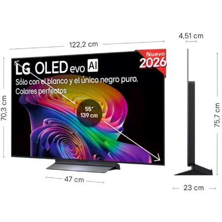 Televisor LG OLED evo AI C6 OLED55C66LB 55″/ Ultra HD 4K/ Smart TV/ WiFi