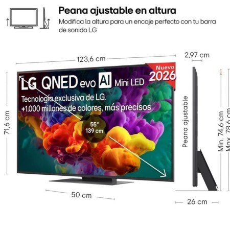 Televisor LG QNED evo AI QNED87 Mini LED 55QNED87B6A 55″/ Ultra HD 4K/ Smart TV/ WiFi