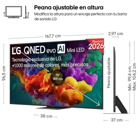 Televisor LG QNED evo AI QNED87 Mini LED 75QNED87B6A 75″/ Ultra HD 4K/ Smart TV/ WiFi