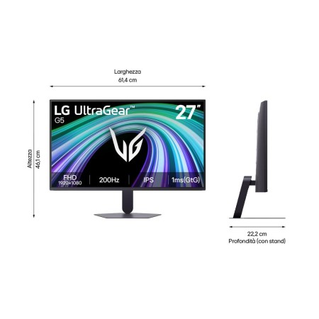 Monitor Gaming LG UltraGear G5 27G523B-B 27″/ Full HD/ 1ms/ 200Hz/ IPS/ Negro