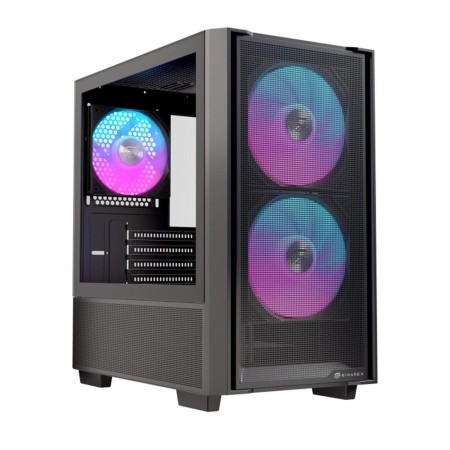 Caja ordenador gaming einarex pm150 matx rgb cristal templado negro
