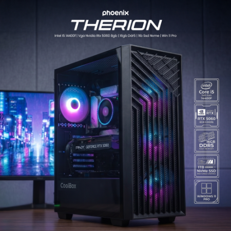 Ordenador pc phoenix gaming therion intel i5 14400f - vga nvidia rtx 5060 8gb - 16gb ddr5 - 1tb ssd nvme win 11 pro