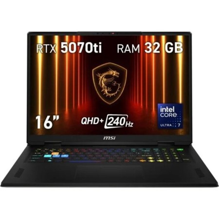 Portatil msi vector 16hx - 097xes u7 - 255hx - 32gb - ssd 1tb - rtx 5070ti 12gb - 16 pulgadas qhd+ - freedos