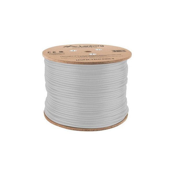 Bobina cat.6a lanberg ftp 305m rj45 solid cobre lszh cpr fluke teste awg24 gris
