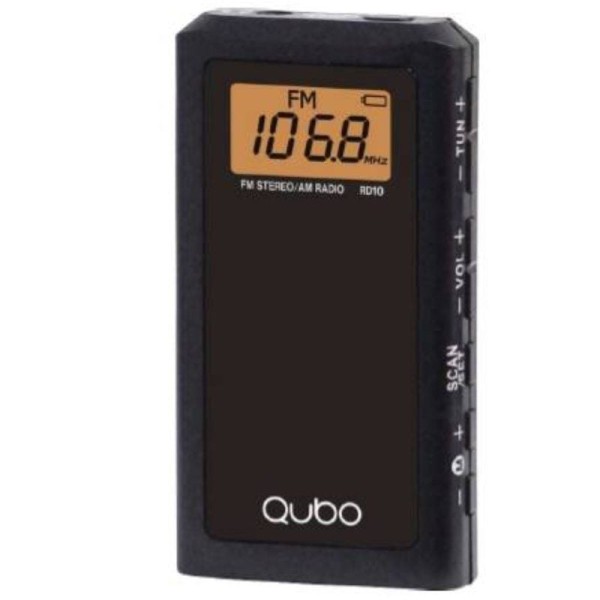 Radio Portátil Qubo RD-10/ con Cable/ a Pilas/ Negra