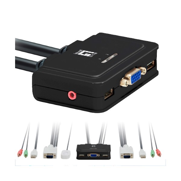 Conmutador kvm leven one kvm - 0223 vga usb para 2 cpu