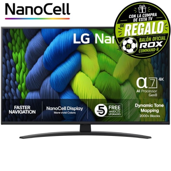Televisor LG NanoCell AI NANO82 43NANO82A6B 43″/ Ultra HD 4K/ Smart TV/ WiFi