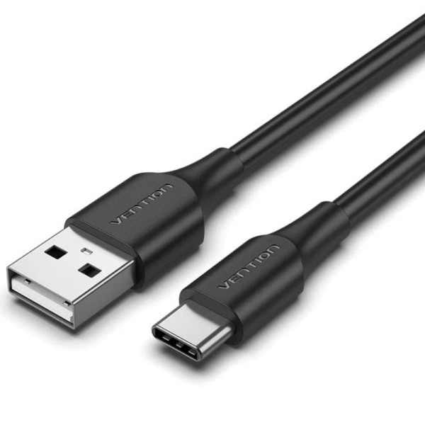 Cable USB 2.0 Tipo-C Vention CTHBH/ USB Tipo-C Macho - USB Macho/ 480Mbps/ 2m/ Negro